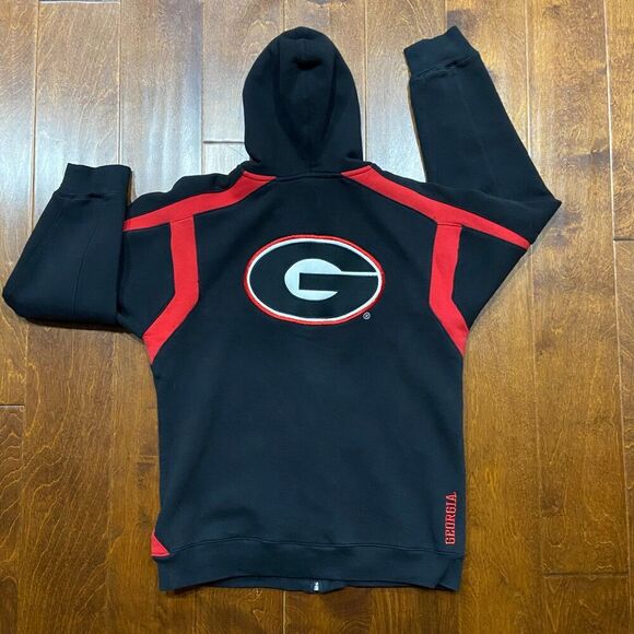 Nike Vintage 90s UGA Georgia Bulldogs Full Zip Black Red Hoodie Women's Size M - Picture 5 of 11